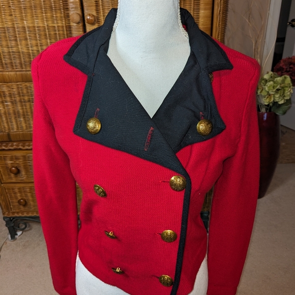 Ralph Lauren Vintage Knit Sweater Jacket w/ Velvet Collar - Picture 3 of 7